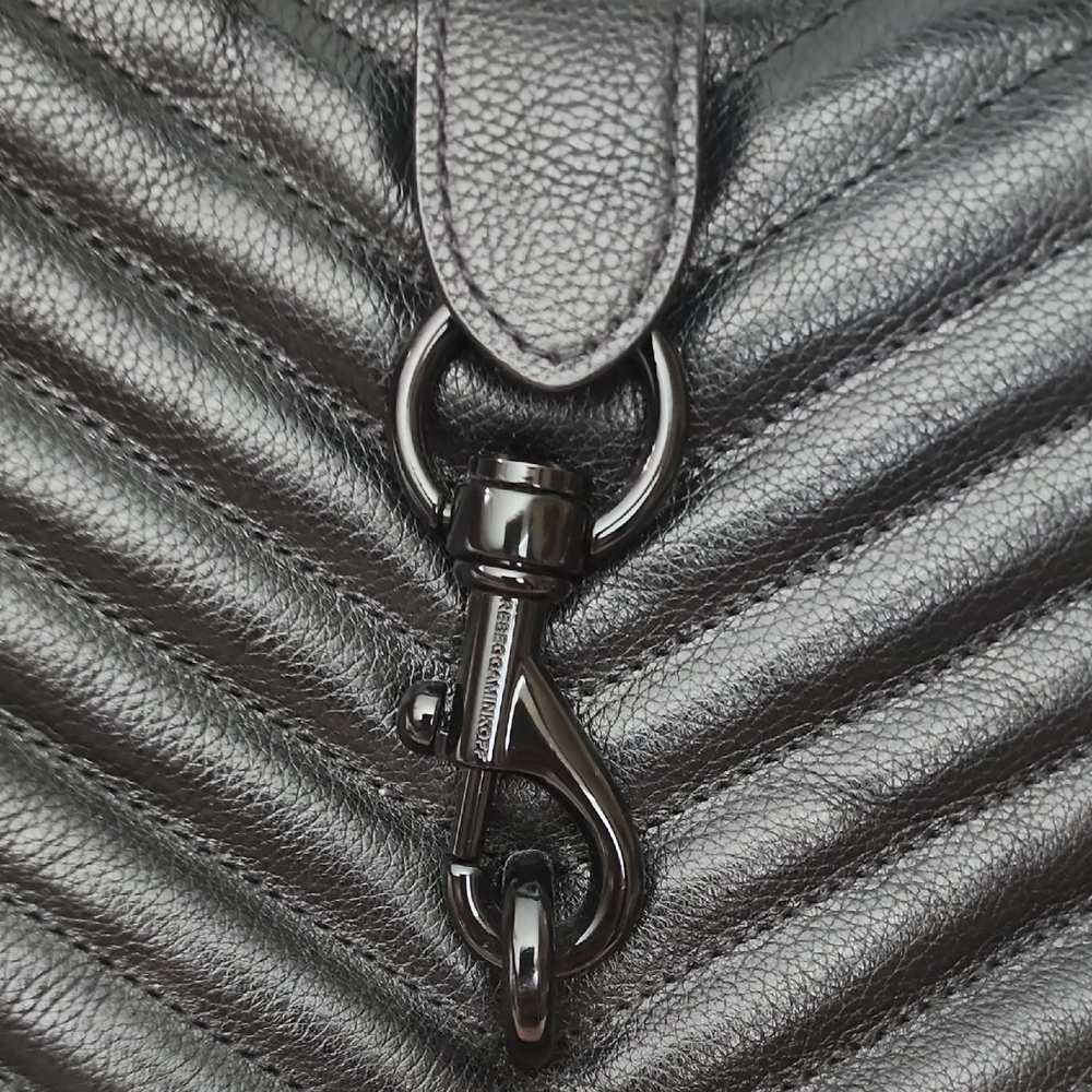 Rebecca Minkoff Black Edie Large Chevron Satchel - Picture 7 of 8